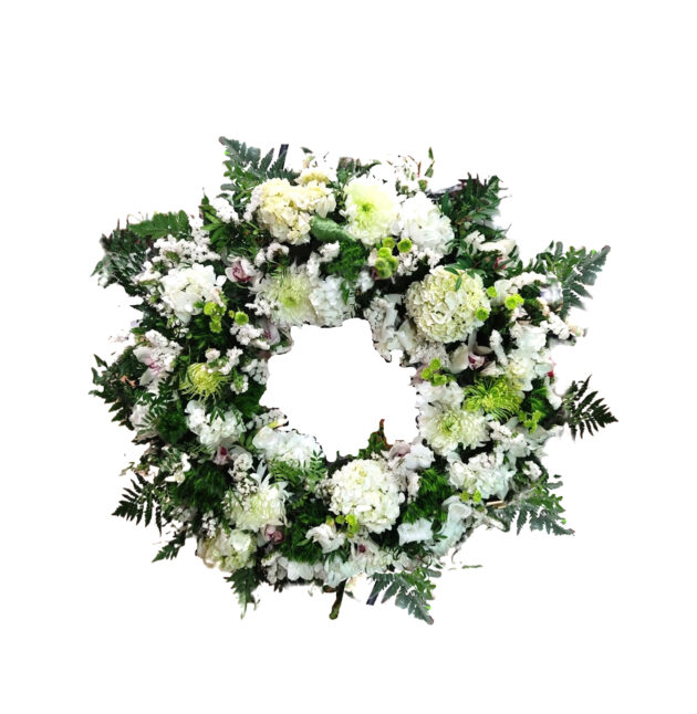 Corona flores blanca