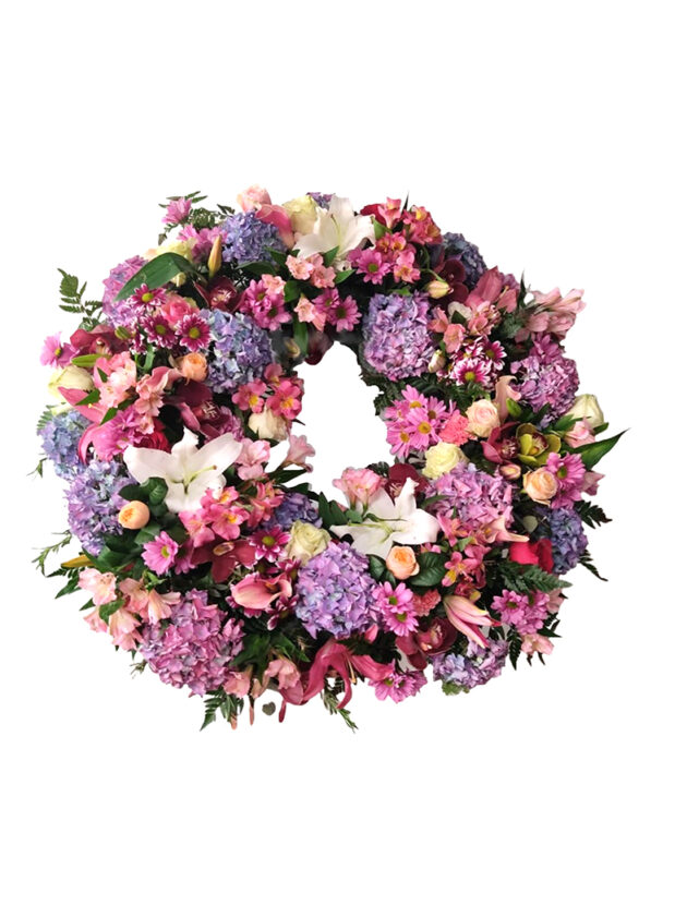 Corona flores lila